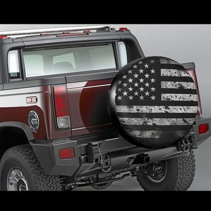 Black American Flag Tire Covers US Flags Pattern Tire Wheel Protector - Image 5