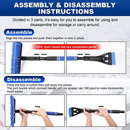 BFONS 2PCS Ice Scrapers for Car Windshield, 2-in-1 Snow Scraper and Snow Brush - Image 6
