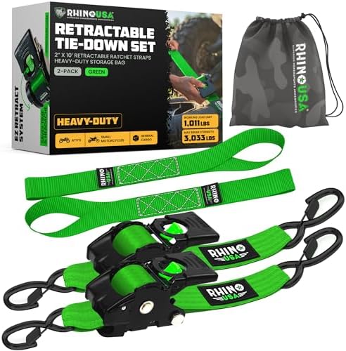 Rhino USA Retractable Ratchet Straps - 2in x 10ft by RhinoUSAInc