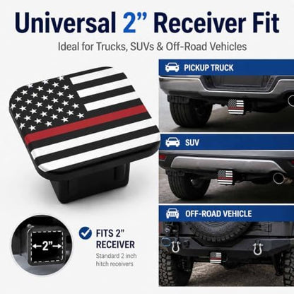 Thin Red Line American Flag Hitch Cover Receiver Tube Hitch Plug Tow Hitch - Image 4