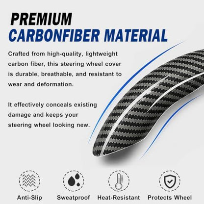 3pcs Universal Carbon Fiber Steering Wheel Cover, Anti-Slip & Segmented Design - Image 4