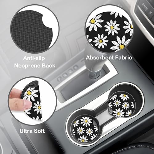 White Daisy Flowers Steering Wheel Cover - Image 4