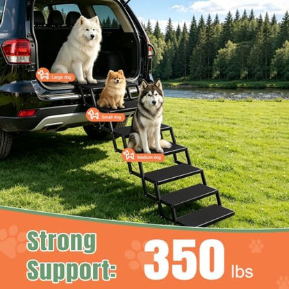 Foldable Dog Stairs for Car, HisFox Portable Dog Steps for Dogs, 7 Steps - Image 3