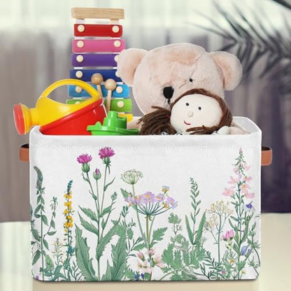 Pardick 2Pack Herbs and Wild Flowers Large Collapsible Storage Bins, Colorful - Image 3