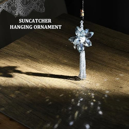 Crystal Flower Rear View Mirror Pendant Car Hanging Ornament Lucky Charm - Image 4