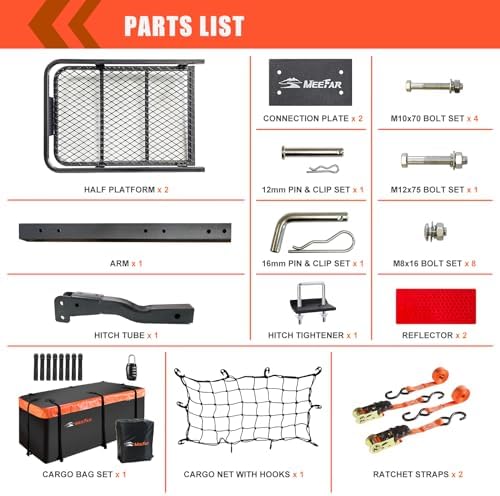 Hitch Mount Cargo Carrier Rack Basket 60"*20"*6"+Waterproof Bag 16 Cu.Ft. - Image 7