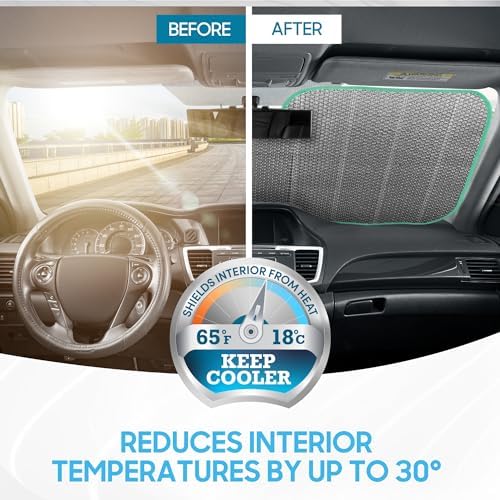 BDK Crystal Mermaid Car Windshield Sun Shade Accordion Folding Sunshade Blocks - Image 3