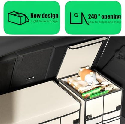 Car Trunk Organizer with Lid Collapsible Oxford Cloth Beige - Image 6