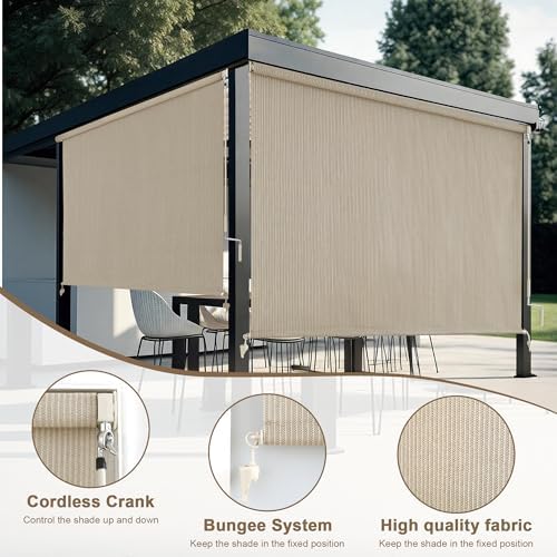 AOSKY Outdoor Roller Shades for Porch Privacy, Cordless Patio Roll Up Blinds - Image 7