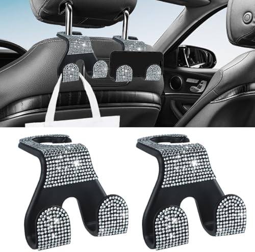 2PCS Car Seat Headrest Hooks, Shiny Crystal Hanger Holder, Backseat Hanger by Unknown