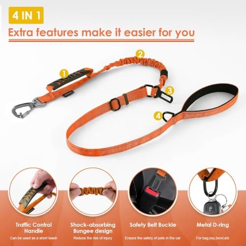 AUBELL Tactical Dog Leash Heavy Duty, 4-6ft No Pull Bungee Leash - Image 4