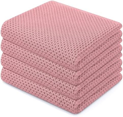 Homaxy 100% Cotton Waffle Weave Kitchen Dish Towels 4-Pack, Dried Rose by Homaxy