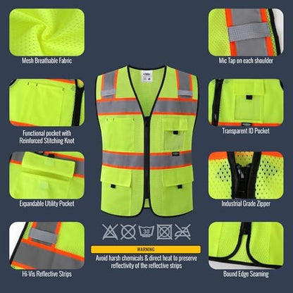 JKSafety Safety Vest for Men Women Hi Vis Relfective Vest - Image 2