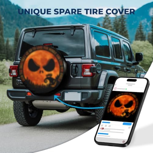GENANY Gothic Skeleton Halloween PVC Leather Spare Tire Cover Size 18 - Image 2