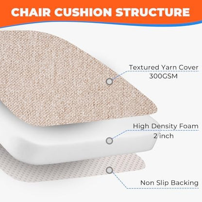 Sunsleek Chair Cushions for Dining Chairs D-Shaped Seat Cushions Chair Pads - Image 4