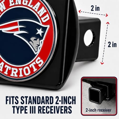 New England Patriots Trailer Hitch Cover - Image 3
