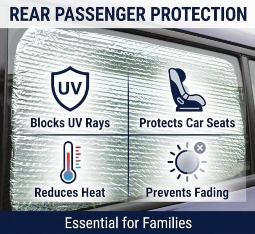 Set of 2 Custom Fit Automotive Reflective Rear Seat Side Window Sunshade - Image 3
