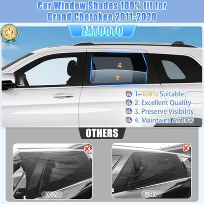ZATOOTO Side Window Sunshades for Cherokee 2011-2020, Visible & UV‑Block - Image 2