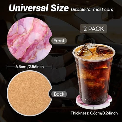 Car Cup Holder Ceramic Coasters 2 Pack, 2.56 in Anti Slip Absorbent Coaster - Image 4