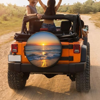 Colorful Sun Over The Sea Waves Reflections Tropics Spare Tire Cover Dust-Proof - Image 4