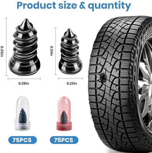 150 PCS Tire Repair Rubber Nail, 2 Size Vacuum Tire Plugs Kit - Image 2