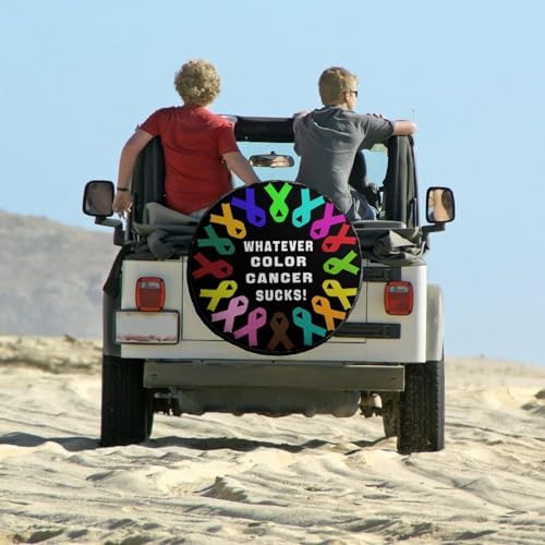 Whatever Color Cancer Sucks Tire Covers, Dust-Proof Weatherproof Wheel Covers - Image 6