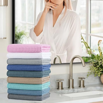 Microfiber Waffle Hand Towels, 2 Pieces, Fast Drying, Lint Free 430 GSM - Image 7