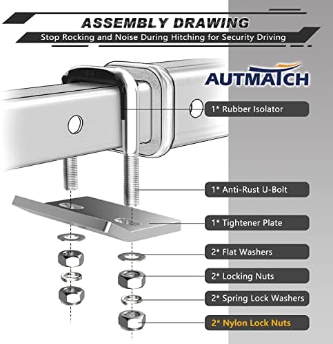 AUTMATCH Hitch Tightener Anti-Rattle Clamp - Image 3