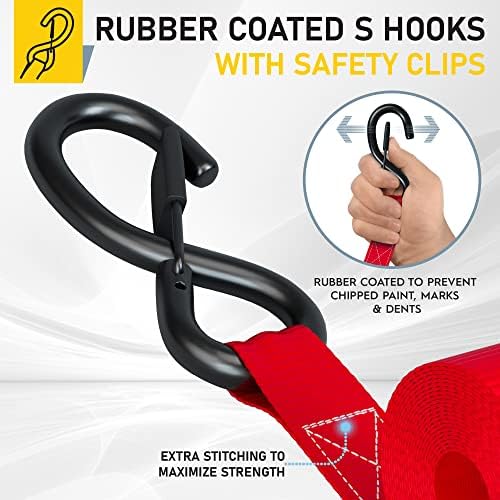 AUGO Ratchet Straps Heavy Duty 4 Pack -15 FT - 2200 LB Break Strength – - Cargo - Image 3