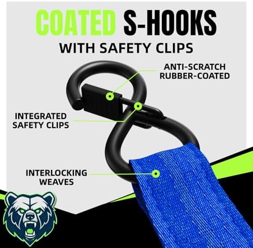 Retractable Ratchet Straps, 1 Inch x 12 Feet Heavy Duty Tie Downs, 1760lb Break - Image 5