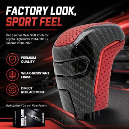 Red Leather Gear Shift Knob for Toyota Tacoma 2016-2021 TRD Pro - Image 5