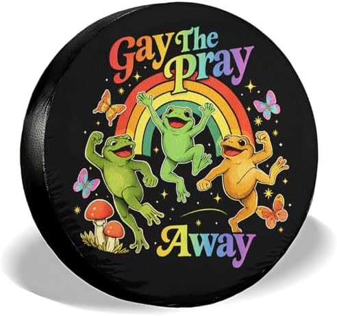 GENANY Rainbow Frog Pride Thick PVC Leather Spare Tire Cover Size 17 by GENANY