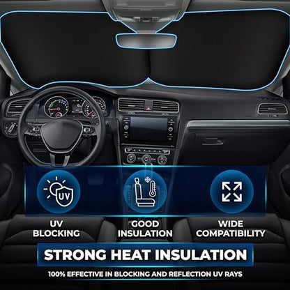 EcoNour 2-Piece Foldable Car Front Window Sun Shade, UV & Heat Protection - Image 6