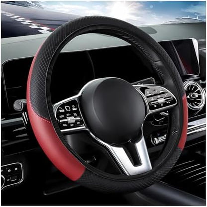 DXNQ Car Steering Wheel Cover, 15 Inch Carbon Fiber Leather Stitching Color by DXNQ