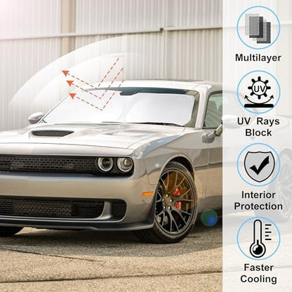Windshield Sun Shade Sunshade for 2015-2023 Dodge Challenger - Image 2