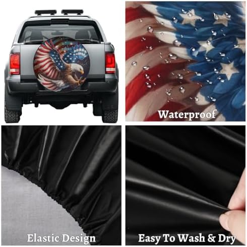 Spare Tire Cover for RV Trailer, American Flag Eagle Waterproof Sun Leather - Image 4