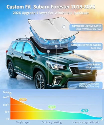 for Subaru Forester 2019-2025 2026 Sun Shade Sunshade Windshield Cover - Image 2
