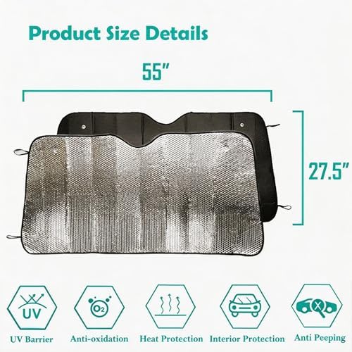 Big Ant Windshield Sun Shade UV Rays Sun Visor Shade, Auto Front Windshield - Image 4