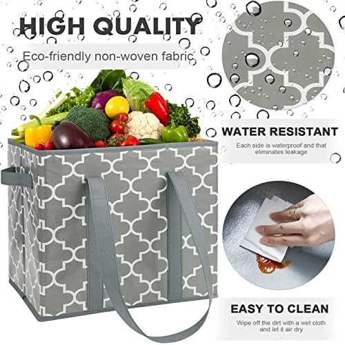 WISELIFE 3-Pack Reusable Grocery Bags Foldable Washable Storage Bins Basket - Image 4