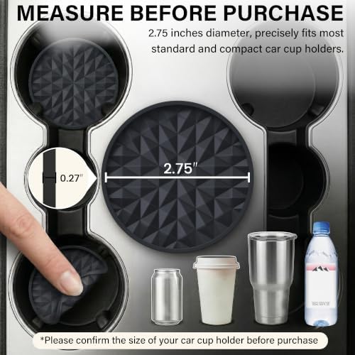 Silicone Car Coasters Set of 4, 2.75" Cup Holder Mats - Image 2