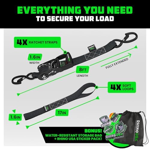 Rhino USA Heavy Duty Ratchet Tie Downs - Image 5