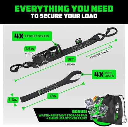Rhino USA Heavy Duty Ratchet Tie Downs - Image 5