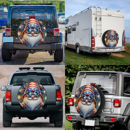 Rv Spare Tire Cover Wheel American Flag Gnomes Tire Covers Wheel Protectors - Image 6