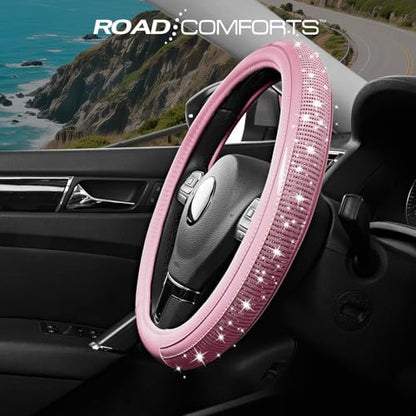 Road Comforts Bling Steering Wheel Cover – Pink Diamond Design, Universal Fit - Image 2