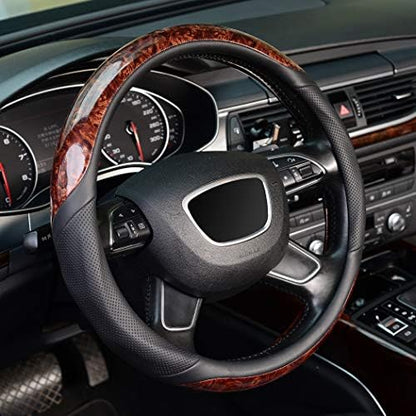 KAFEEK 16 inch Wood Grain Steering Wheel Cover, Large Size by KAFEEK