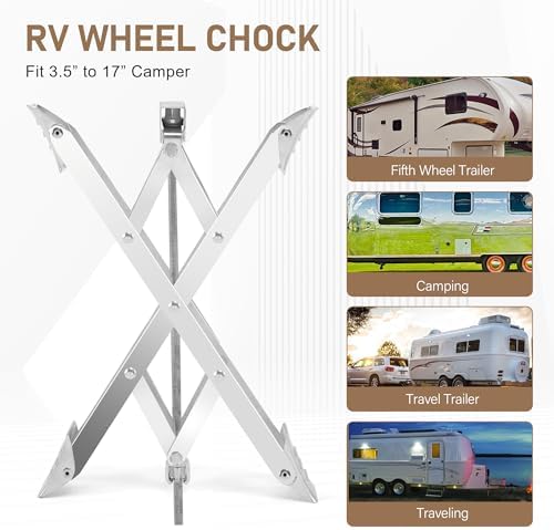 RV Wheel Chock XL Fit 3.5” to 17” Camper Wheel Chock Stabilizer Scissor - Image 6