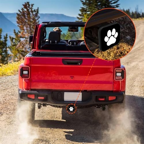 Trailer Hitch Cover, Lovely White Dog Paw on Black Hitch Cover Rubber Towing - Image 6