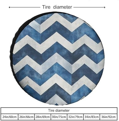 Blue and White Chevron Spare Tire Cover Chevron Pattern Classic Geometrical Zig - Image 2