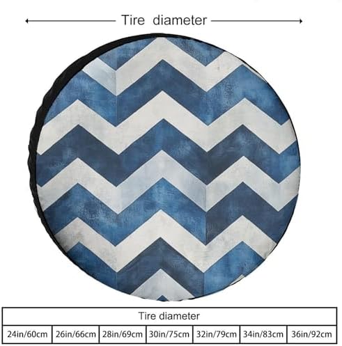 Blue and White Chevron Spare Tire Cover Modern Chevron Protectors Weatherproof - Image 2