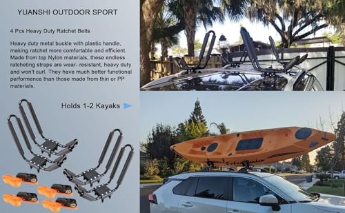 2 Pairs Heavy Duty Kayak Roof Rack, J-Bar Carrier Holder - Image 2